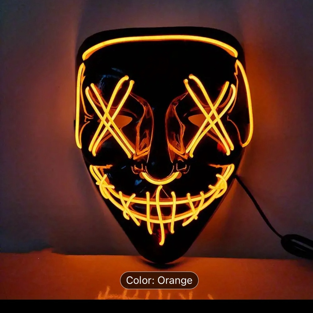 COOL HALLOWEEN LED LIGHT UP MASK -ORANGE